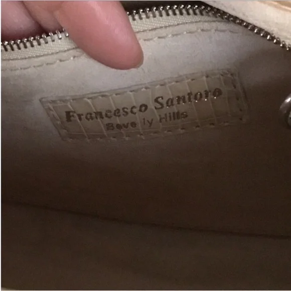 FRANCESCO SANTORO BEVERLY HILLS CROCODILE EMBOSSED HAND CLUTCH  INTERIOR SUEDE - Picture 9 of 15